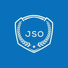 JSO Shield Logo Design JSO Minimal Laurel Wreath and Star Emblem for Sports Corporate JSO Club and Brand Ident.
