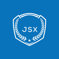 JSX Shield Logo Design JSX Minimal Laurel Wreath and Star Emblem for Sports Corporate JSX Club and Brand Ident.
