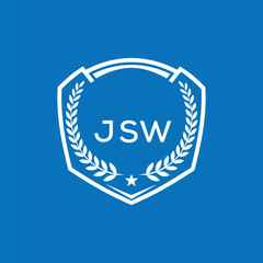 JSW Shield Logo Design JSW Minimal Laurel Wreath and Star Emblem for Sports Corporate JSW Club and Brand Ident.
