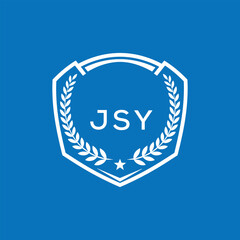 JSY Shield Logo Design JSY Minimal Laurel Wreath and Star Emblem for Sports Corporate JSY Club and Brand Ident.
