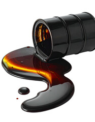 Spilled black oil from a barrel