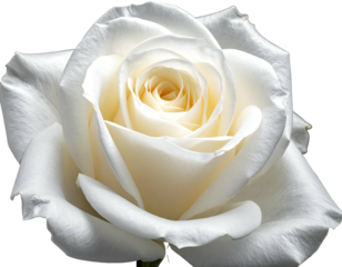Close-up of a pristine, creamy-white rose.  Petals gently curve outward, displaying a delicate, soft-yellow center.  Focus is sharp, highlighting the rose's texture and form