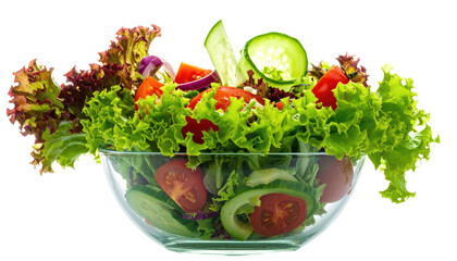 Fresh salad in clear glass bowl