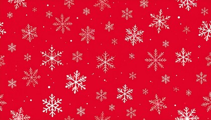 Repeating pattern of white snowflakes against a vibrant red background
