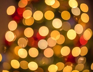 Obraz premium Blurred image of colorful, circular lights, creating a festive, warm glow