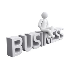3D Figure Relaxed on BUSINESS Word - Business Concept