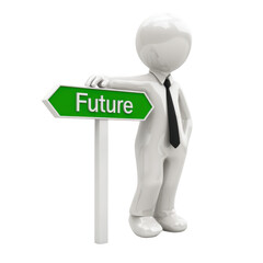 Fototapeta premium Business figure with future sign on transparent background