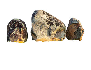 Three rough, natural stones arranged in a horizontal row.  