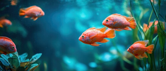 Obraz premium Orange fish swimming underwater
