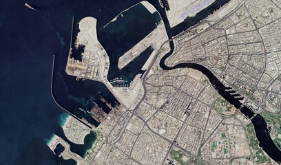 Dubai, UAE: High-Resolution Aerial View of Modern Coastal Cityscape and Urban Development