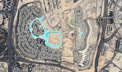 Dubai, UAE: High-Resolution Aerial View of Modern Coastal Cityscape and Urban Development