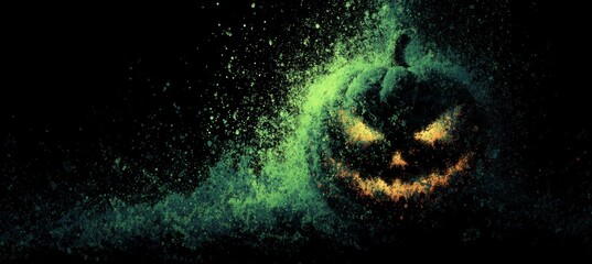 Evil Jack O Lantern. Generative AI technology.