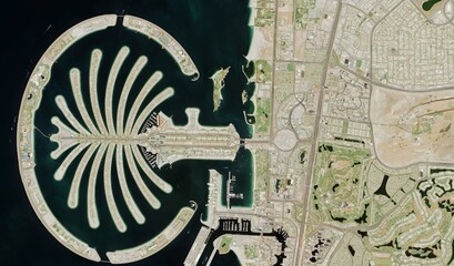 Palm Jumeirah, Dubai: High-Resolution Aerial View of the Iconic Man-Made Palm Island