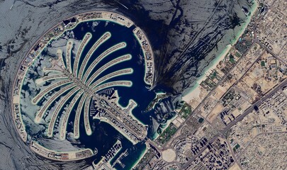 Palm Jumeirah, Dubai: High-Resolution Aerial View of the Iconic Man-Made Palm Island