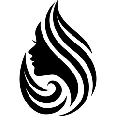 woman face long hair in droplet shape illustration for logo,decoration,poster,presentation,beauty products,etc