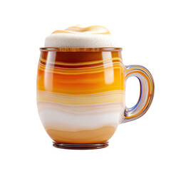 Latte Coffee in Glass Mug Isolated on Black Background.