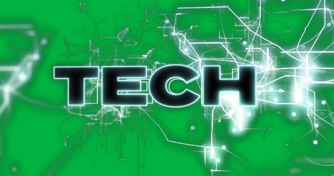 Animation of techand connections on transparent background