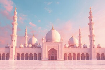Fototapeta premium Artistic illustration of mosque, Ramadan and Eid vibe, Raya, Islamic background