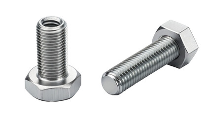Metallic bolt and nuts isolated on transparent