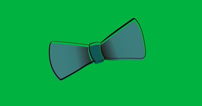 Digital animation of blue bow tie icon against copy space on transparent background