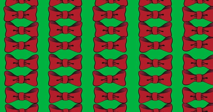 Multiple red bow tie icons in seamless pattern against copy space on transparent background
