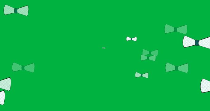 Digital animation of multiple bow tie icons floating against copy space on transparent background
