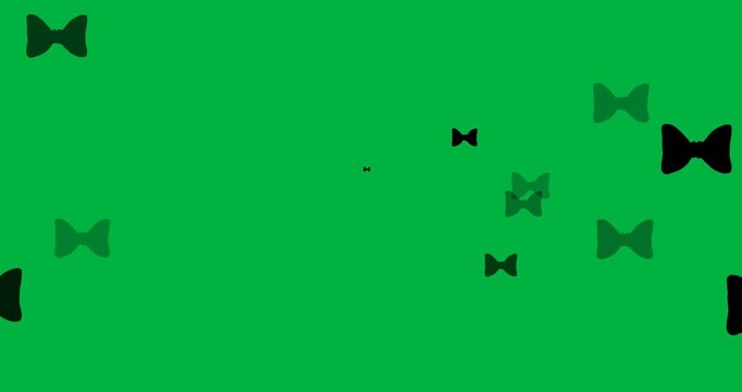 Multiple black bow tie icons floating against copy space on transparent background