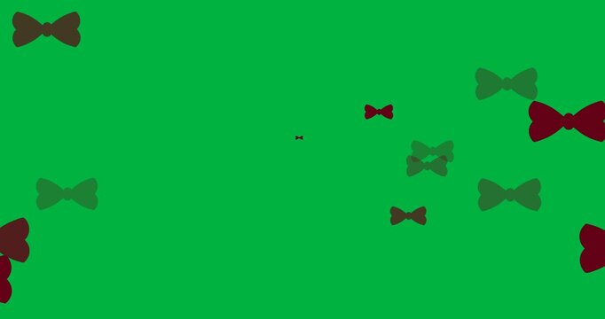 Multiple red bow tie icons floating against copy space on transparent background