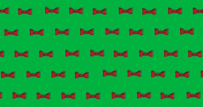 Multiple red bow tie icons in seamless pattern against copy space on transparent background