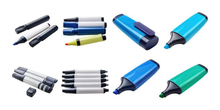 Colorful Highlighters on Transparent Background
