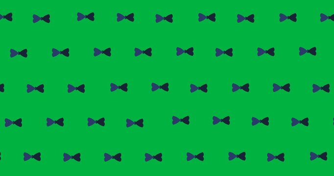 Multiple blue bow tie icons in seamless pattern against copy space on transparent background