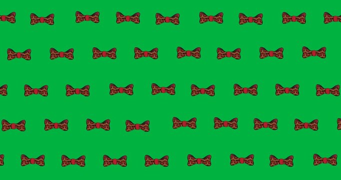 Multiple red bow tie icons in seamless pattern against copy space on transparent background