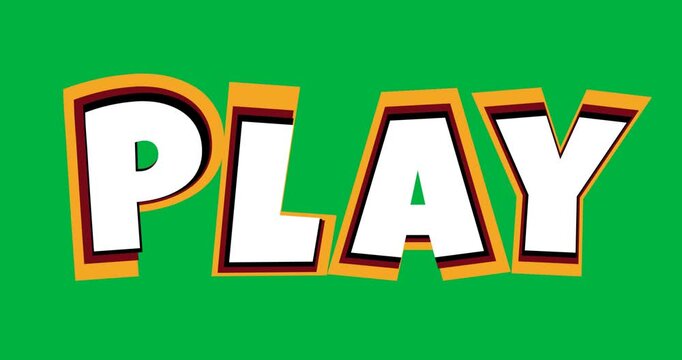 Digital animation of play text banner with copy space on transparent background