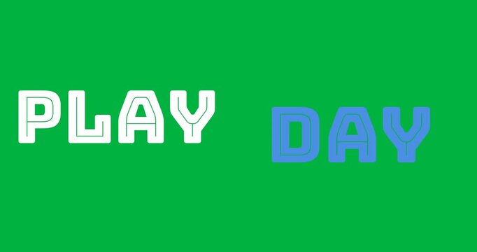 Digital animation of play day text banner against copy space on transparent background