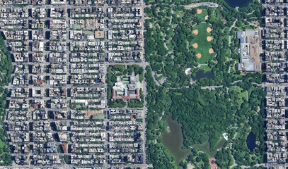 Central Park, New York: High-Resolution Aerial View of the Green Oasis in Manhattan's Grid