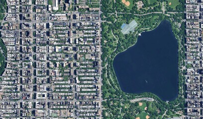 Central Park, New York: High-Resolution Aerial View of the Green Oasis in Manhattan's Grid