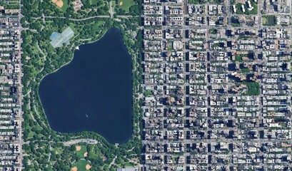 Central Park, New York: High-Resolution Aerial View of the Green Oasis in Manhattan's Grid