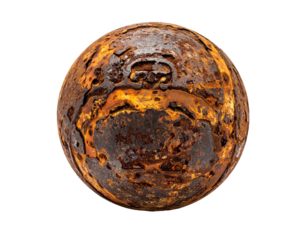 Rusty sphere, weathered and textured