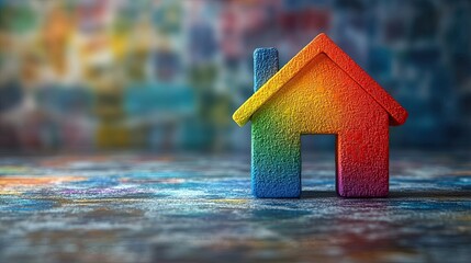 Rainbow colored house model symbolizing pride diversity and inclusion.