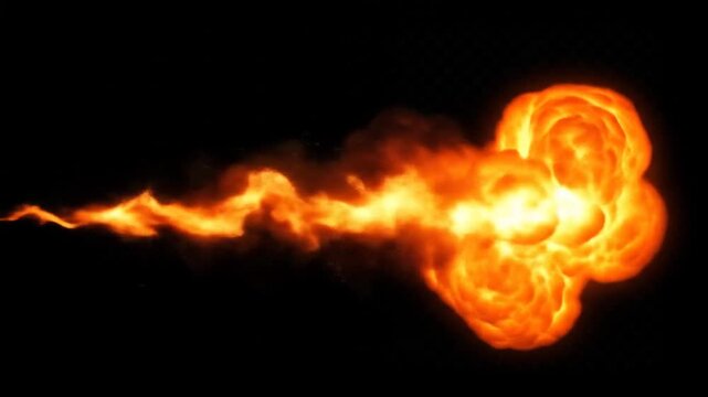 Animating Fireball Streaking Across Black Background Slow Motion