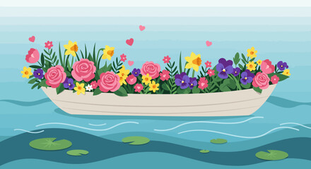 Floral Boat A Colorful Voyage on the Water