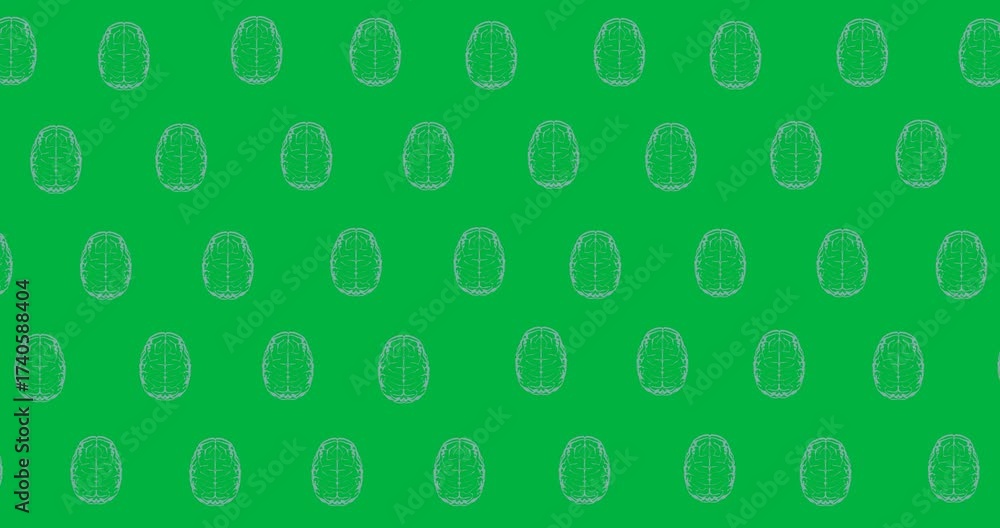 Wall mural multiple human brain icons in seamless pattern against copy space on transparent background