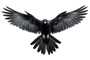 A striking peregrine falcon soars with wings fully extended, isolated on transparent background, showcasing its impressive wingspan and powerful presence against a clean backdrop