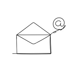 continuous line drawing sketch envelope mail illustration icon