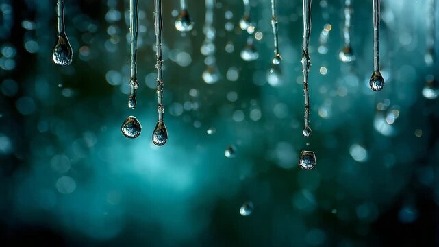 Falling Water Droplets in Slow Motion 