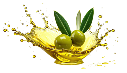 Two olives in a splash of golden liquid