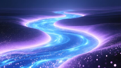 A river of blue and pink lights