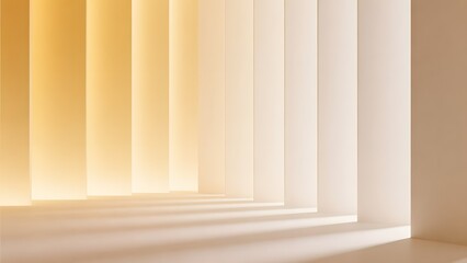 A row of pillars in different shades with beams coming through