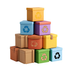Recycling boxes with recycling symbol with waste management concept.