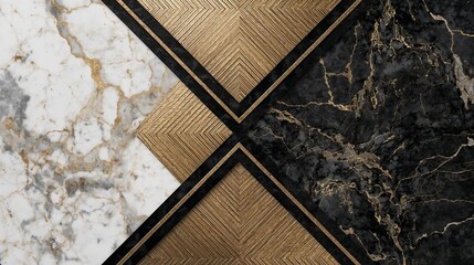 Abstract geometric patterns with marble and gold textures